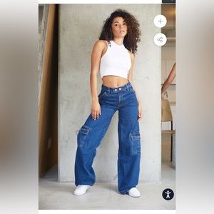 REVICE The Baja Cargo Wide Leg Blue Jeans size 27